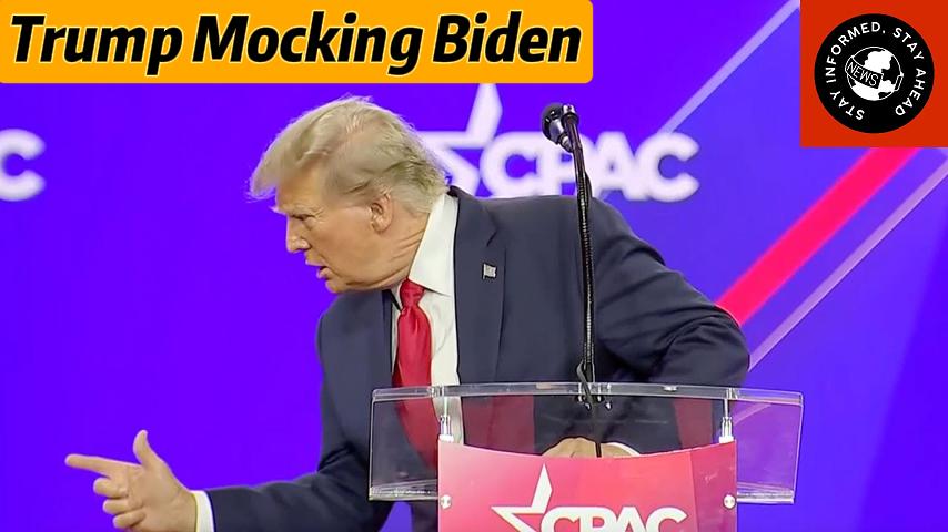 Trump Makes CPAC Crowd Laugh Doing Mean Impression Of Biden Trying To Get Off Stage