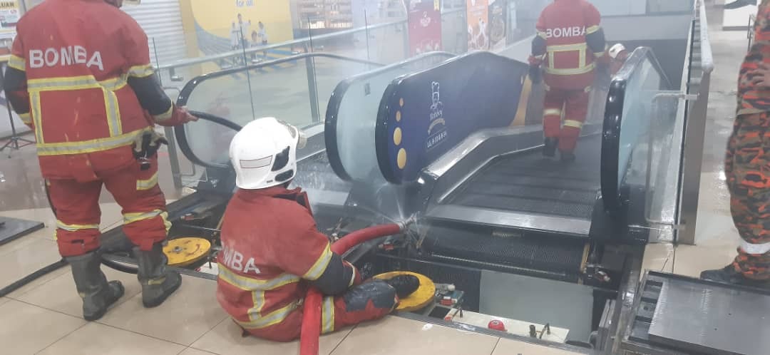 Fire scare at mall in Kuching city centre after travelator bursts into flames