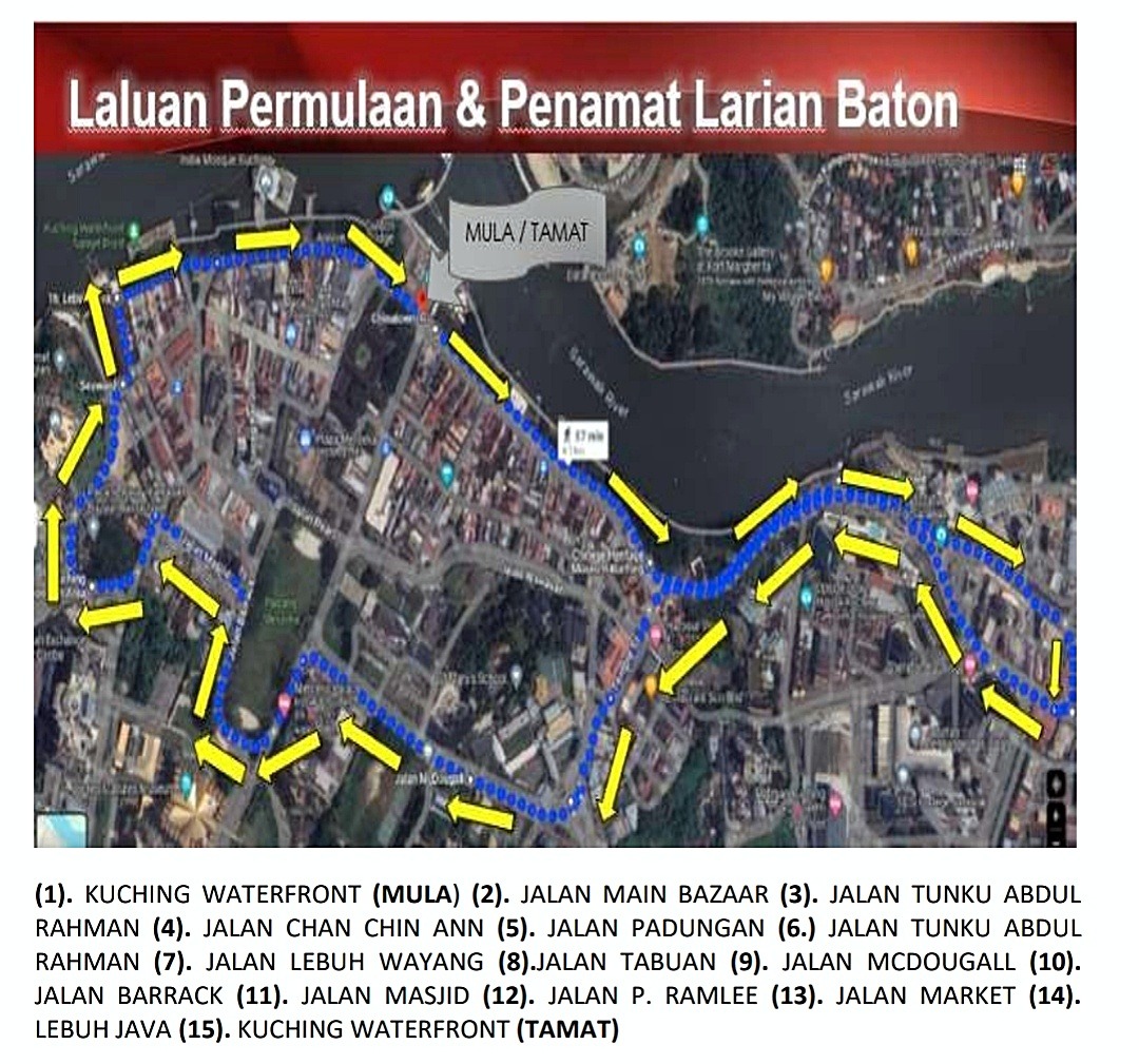 Kuching City Road Closures This Sunday for Sukma XXI Baton Relay