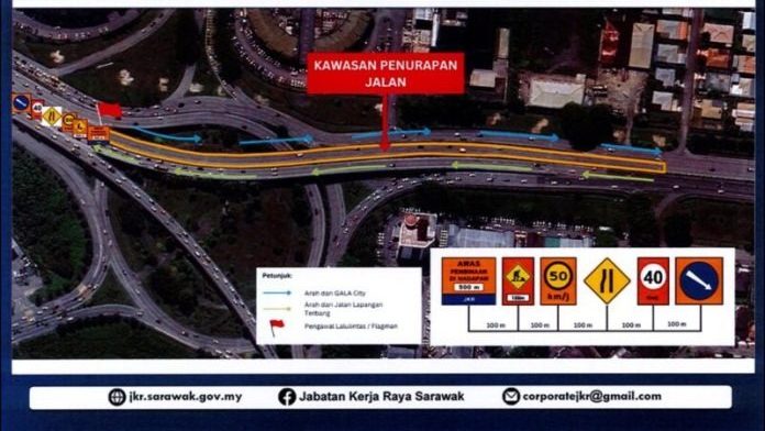 Partial Road Closure at BDC Flyover in Kuching from Aug 30 to Sept 10