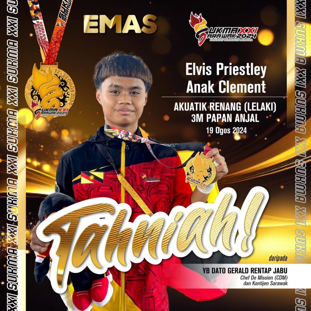 Sukma XXI Elvis Priestley Clement Secures Sarawak’s First Gold in Diving