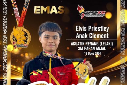 Sukma XXI Elvis Priestley Clement Secures Sarawak’s First Gold in Diving