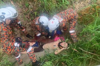 Motorcyclist Rescued After Ditch Crash in Meradong Firefighters Act Swiftly