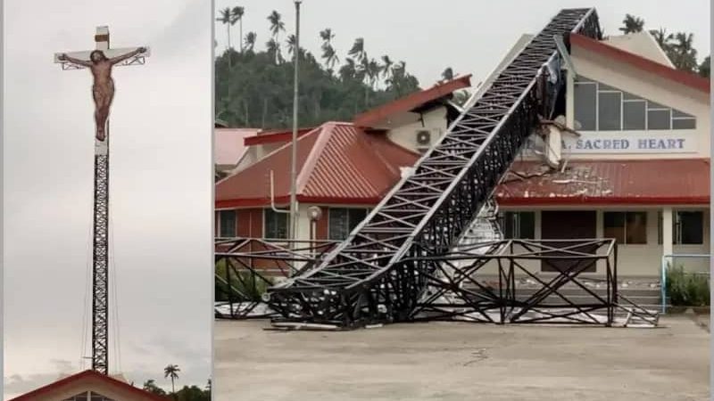 Sabah’s Highest Cross Blown Down by Strong Winds in Kudat