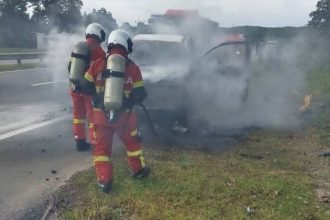 Senior Escapes Fiery Pickup Truck Blaze on Pan Borneo Highway