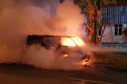 Van in Kuching Goes Up in Flames No Injuries Reported