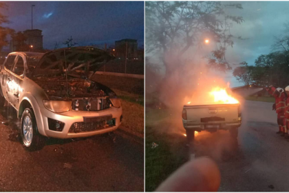 4WD Catches Fire on Jalan Bintawa: Young Driver Escapes Unhurt