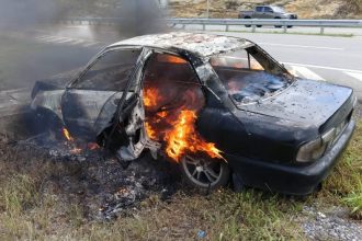 Narrow Escape Man and Boy Survive Fiery Car Crash in Kampung Singai